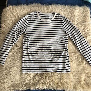 J. Crew Indigo Dyed Striped Long Sleeve Tee Shirt 100%cotton Size M